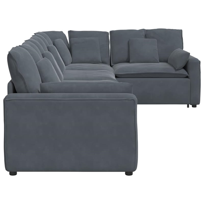 Vidaxl Modular L-Shaped Sofa in Dark Grey Velvet Polyester