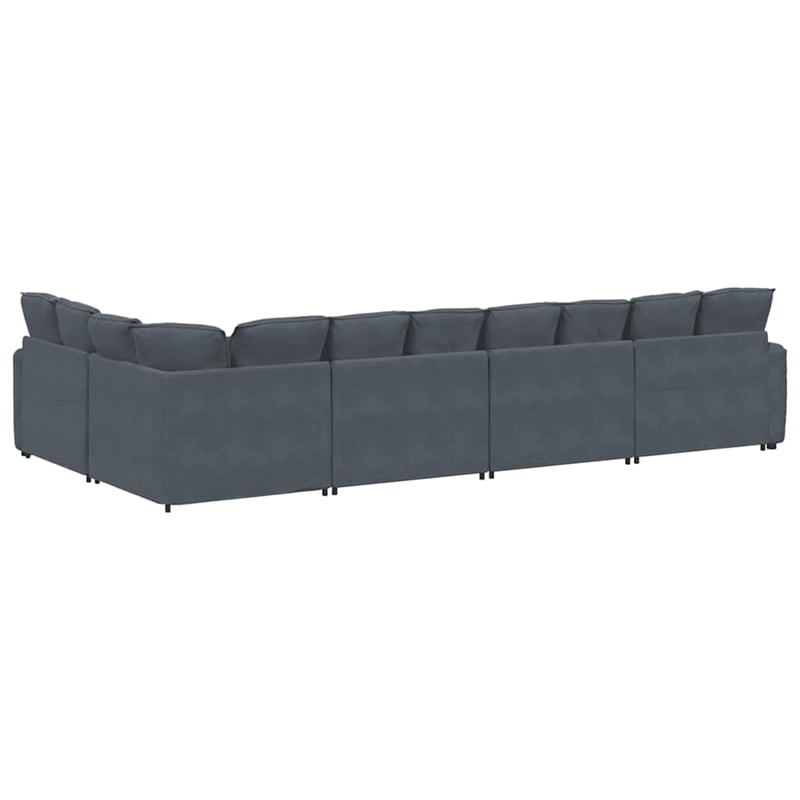 Vidaxl Modular L-Shaped Sofa in Dark Grey Velvet Polyester