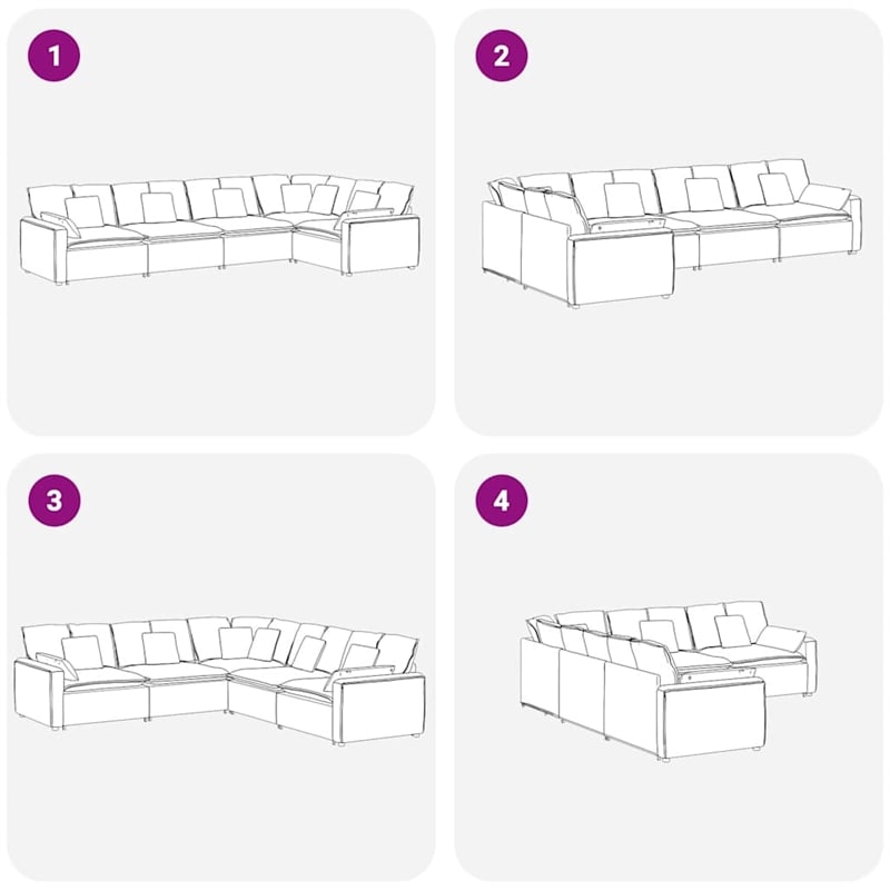 Vidaxl Modular L-Shaped Sofa in Dark Grey Velvet Polyester