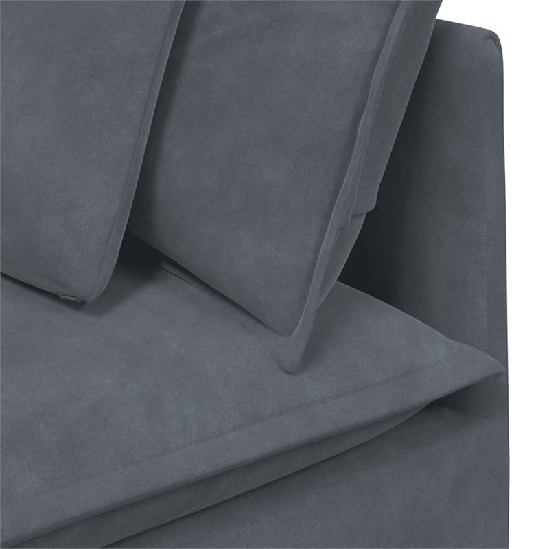 Vidaxl Modular L-Shaped Sofa in Dark Grey Velvet Polyester