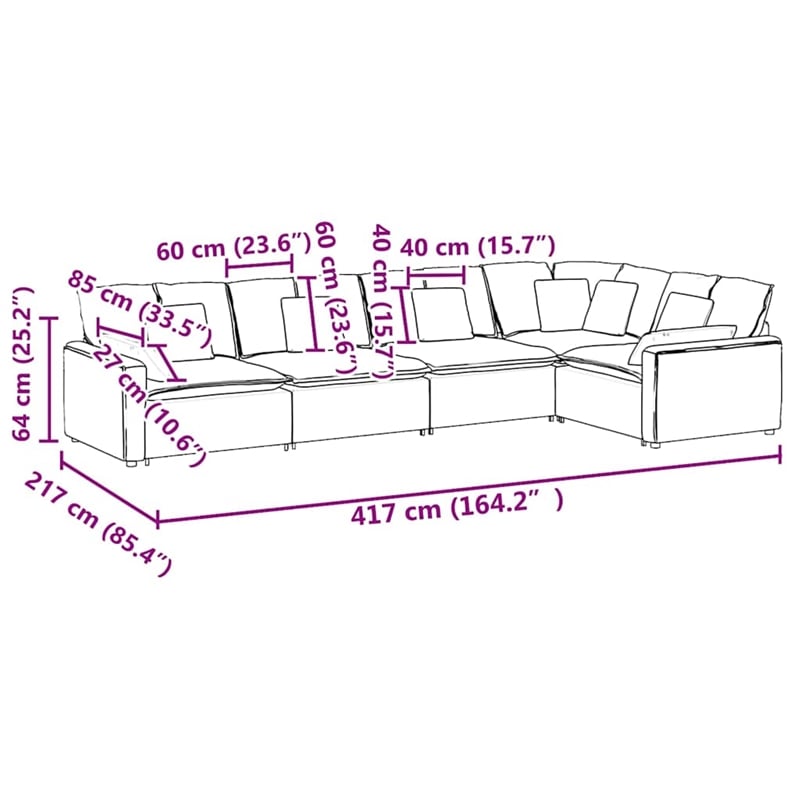 Vidaxl Modular L-Shaped Sofa in Dark Grey Velvet Polyester