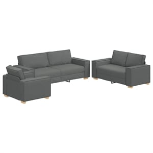 Vidaxl 3-Seater Fabric Sofa Set with Cushion in Dark Gray