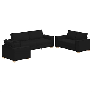 Vidaxl 3 Pc Sofa Set with Cushion in Black