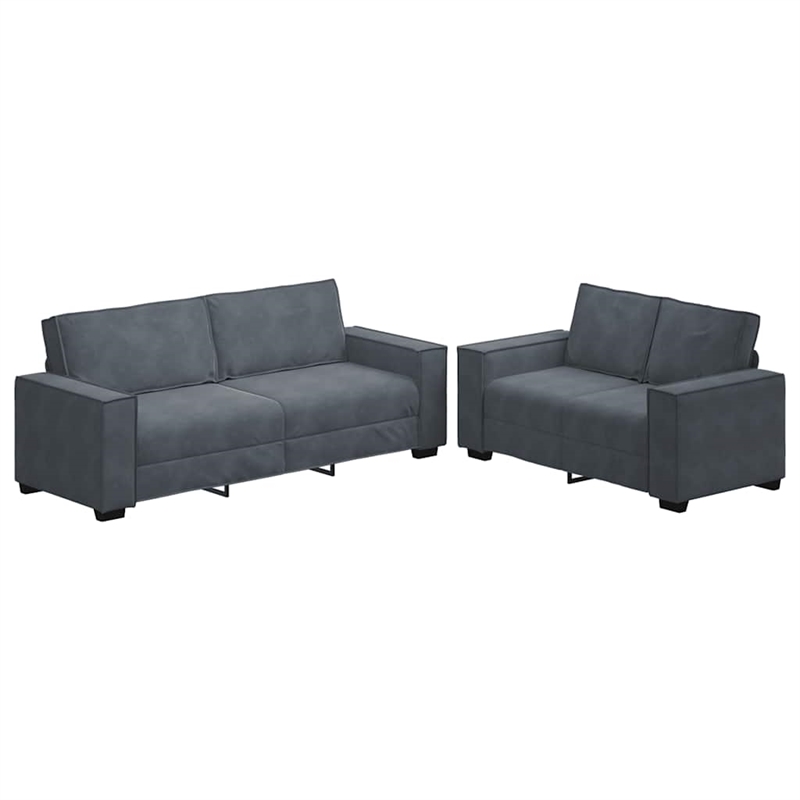 Vidaxl Large Metal Sofa Set in Dark Grey Velvet