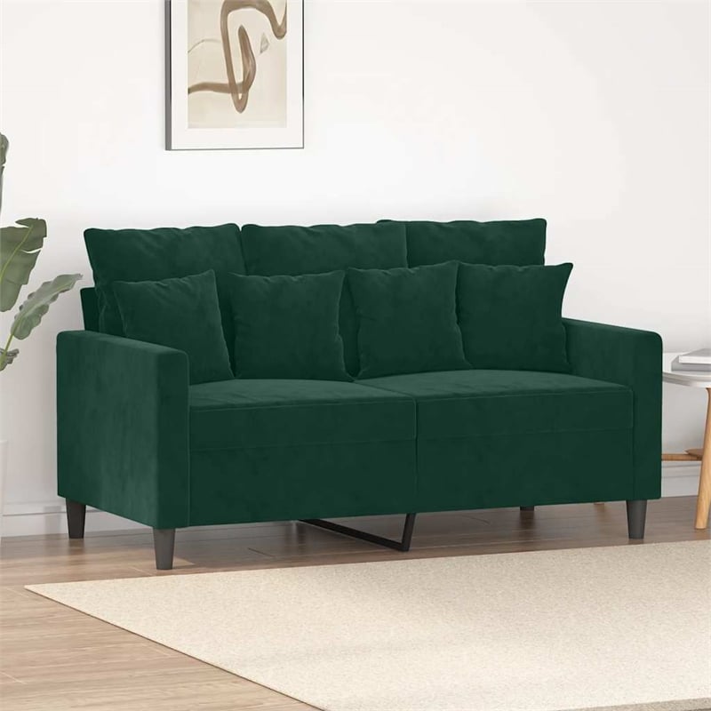 Vidaxl Metal 2-Seater Sofa in Dark Green Velvet