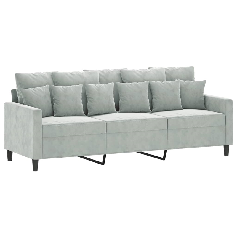 Vidaxl Metal 3-Seater Sofa in Light Grey Polyester