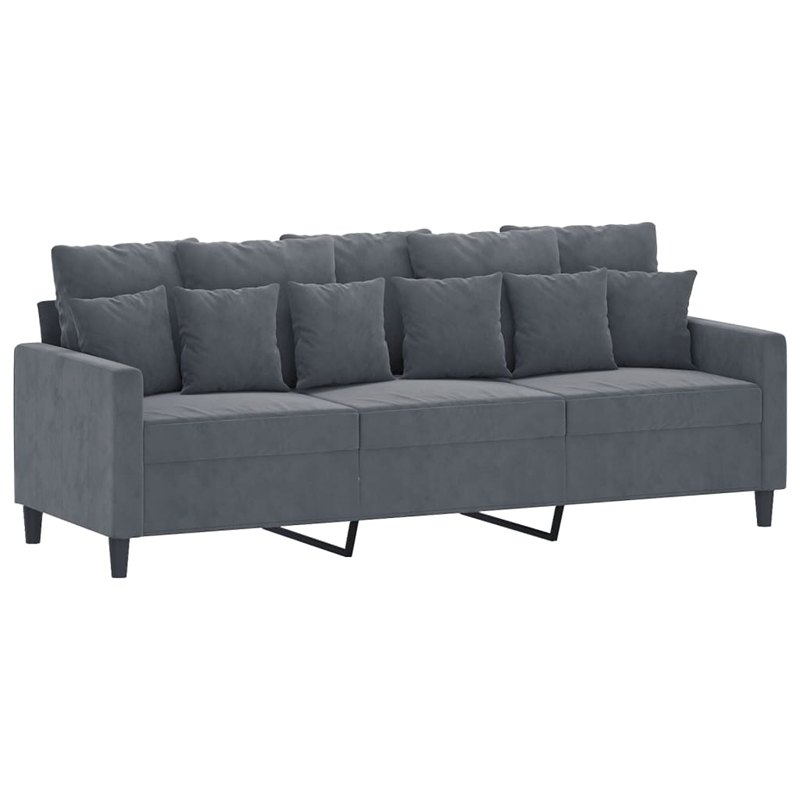 Vidaxl Metal 3-Seater Sofa in Dark Grey Velvet
