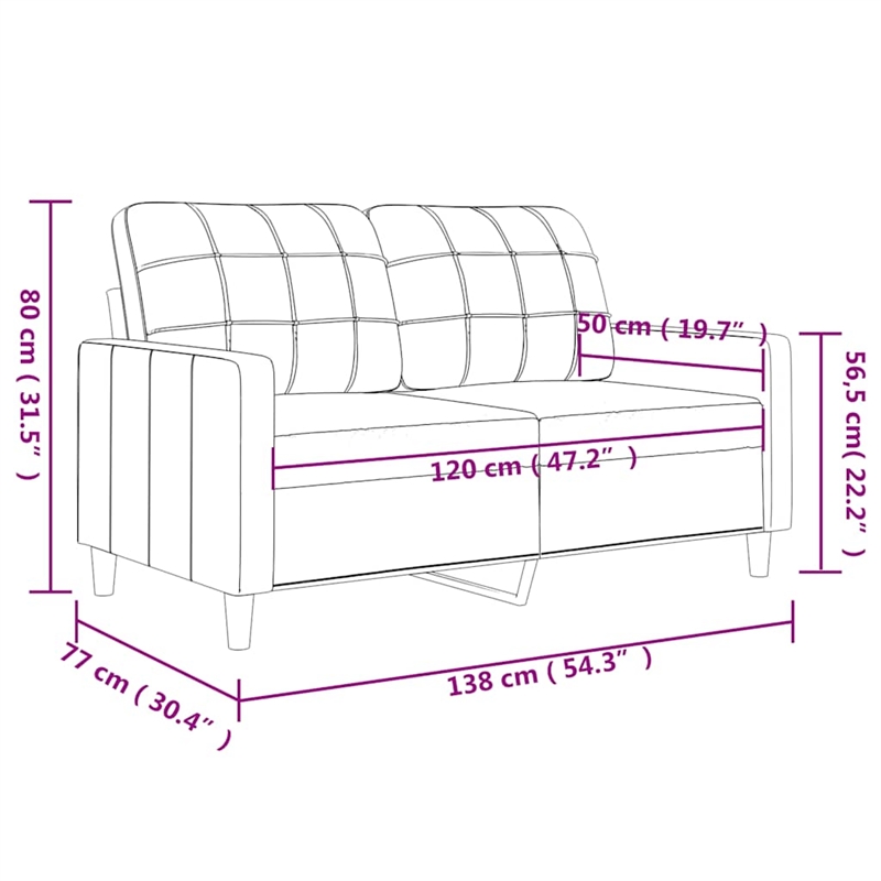 Vidaxl Metal 2-Seater Sofa in Black Polyester