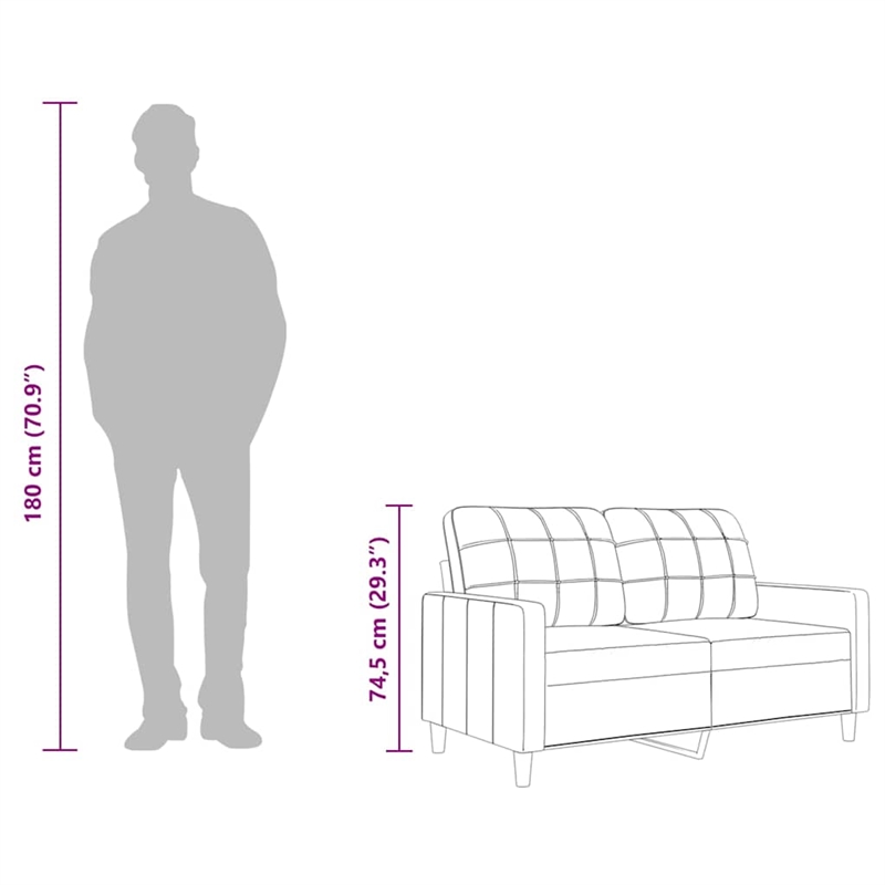 Vidaxl 2-Seater Sofa in Black Polyester