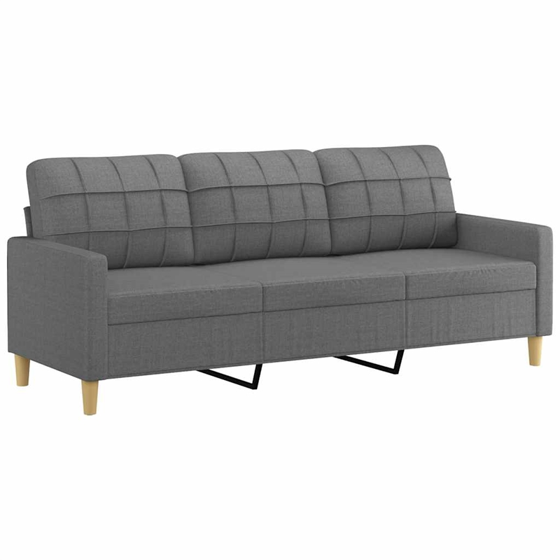 Vidaxl Metal 3-Seater Sofa Dark Grey Fabric