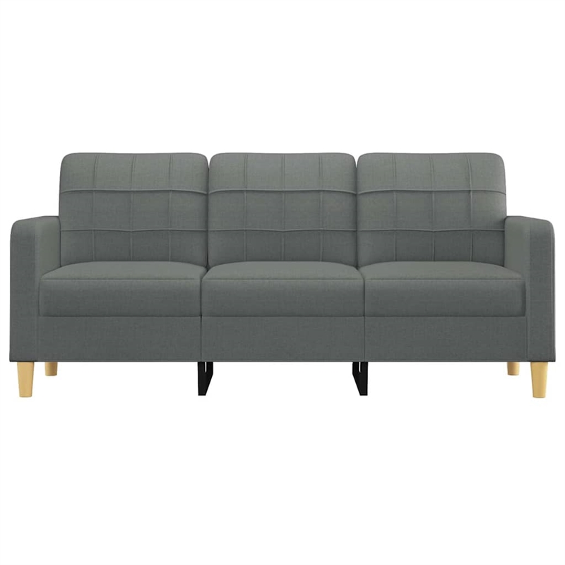 Vidaxl Metal 3-Seater Sofa Dark Grey Fabric