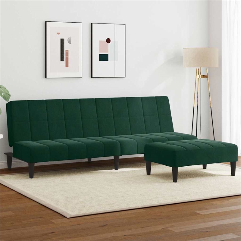 Vidaxl 2-Seater Foldable Sofa Bed in Dark Green Velvet