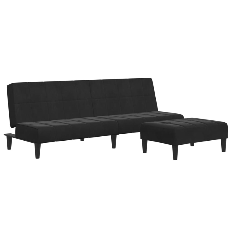 Vidaxl 2-Seater Sofa Bed with Footstool in Black Velvet