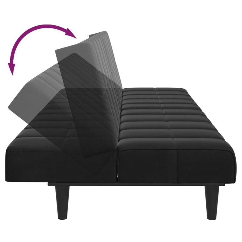 Vidaxl 2-Seater Sofa Bed with Footstool in Black Velvet