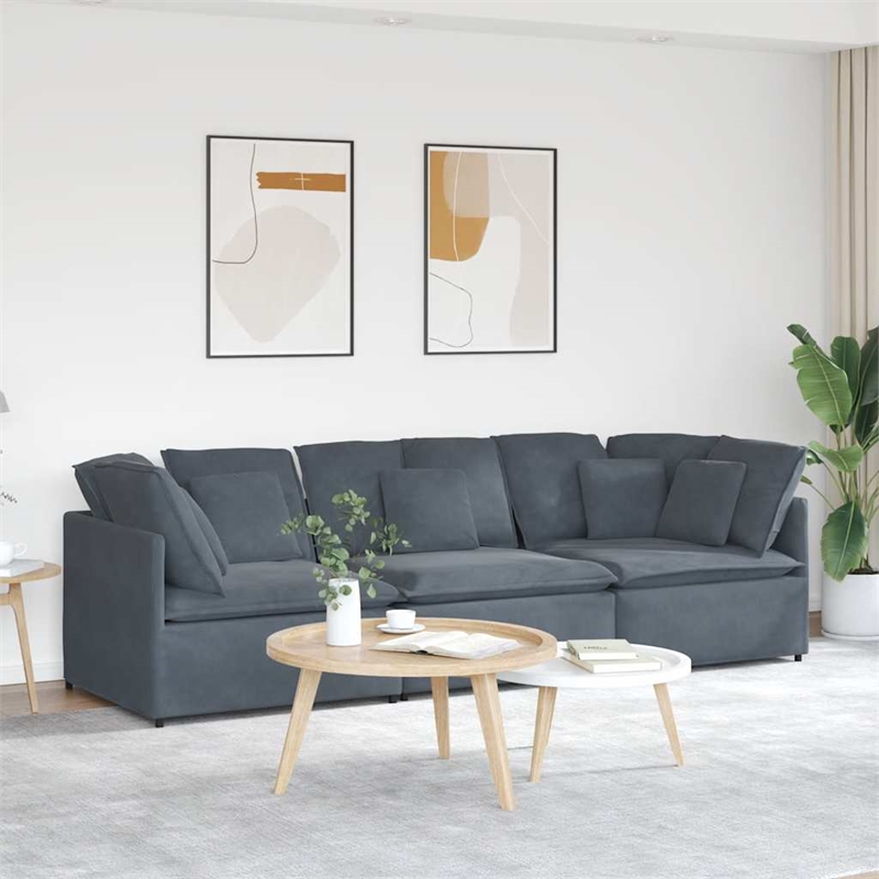 Vidaxl Large Modular Sofa in Dark Grey Velvet