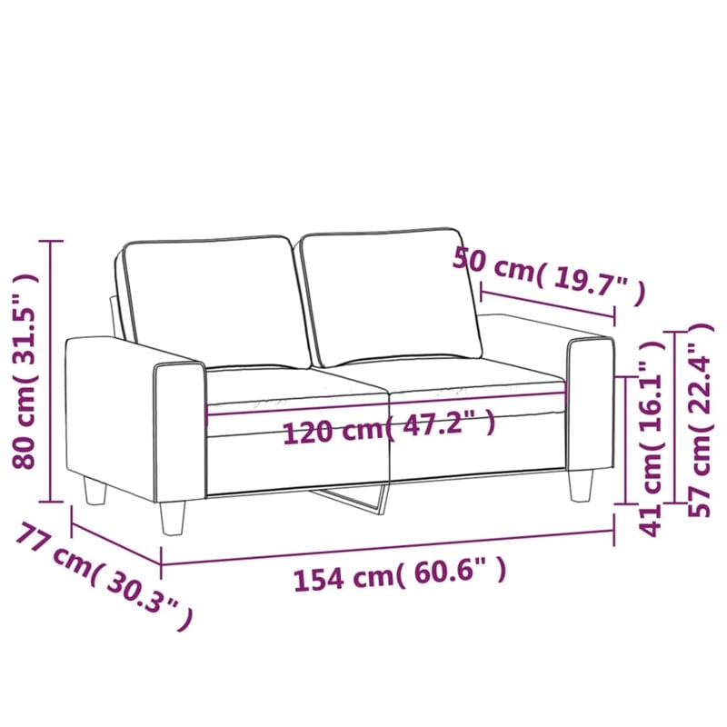 Vidaxl 2-Seater Sofa in Light Gray Microfiber