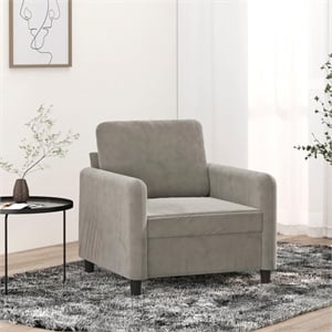 Vidaxl Single Sofa Chair in Light Gray Polyester Velvet