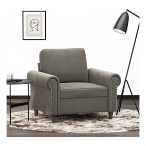 Vidaxl Single Sofa Chair in Light Gray Polyester Velvet Plywood