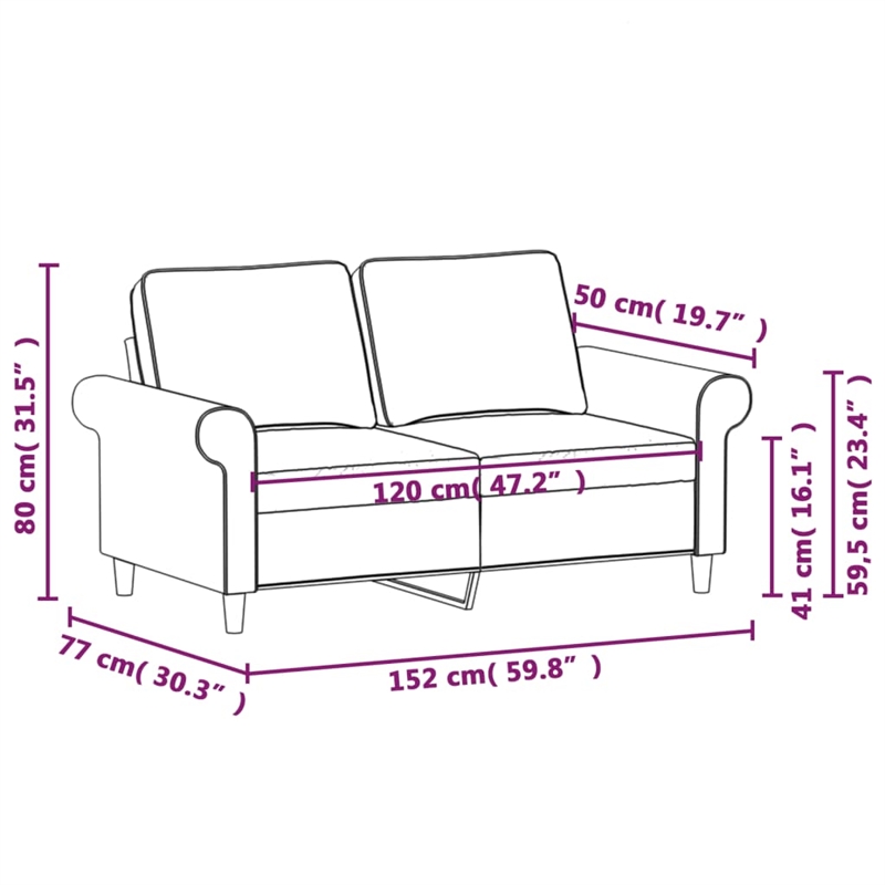 Vidaxl 2-Seater Sofa in Light Grey Polyester