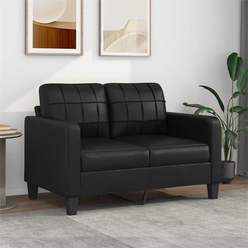 Vidaxl Metal 2-Seater Sofa Black Faux Leather