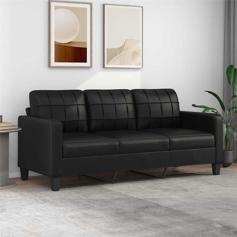 Vidaxl 3-Seater Sofa Black