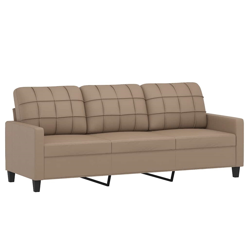 Vidaxl Durable Faux Leather 3-Seater Sofa in Cappuccino