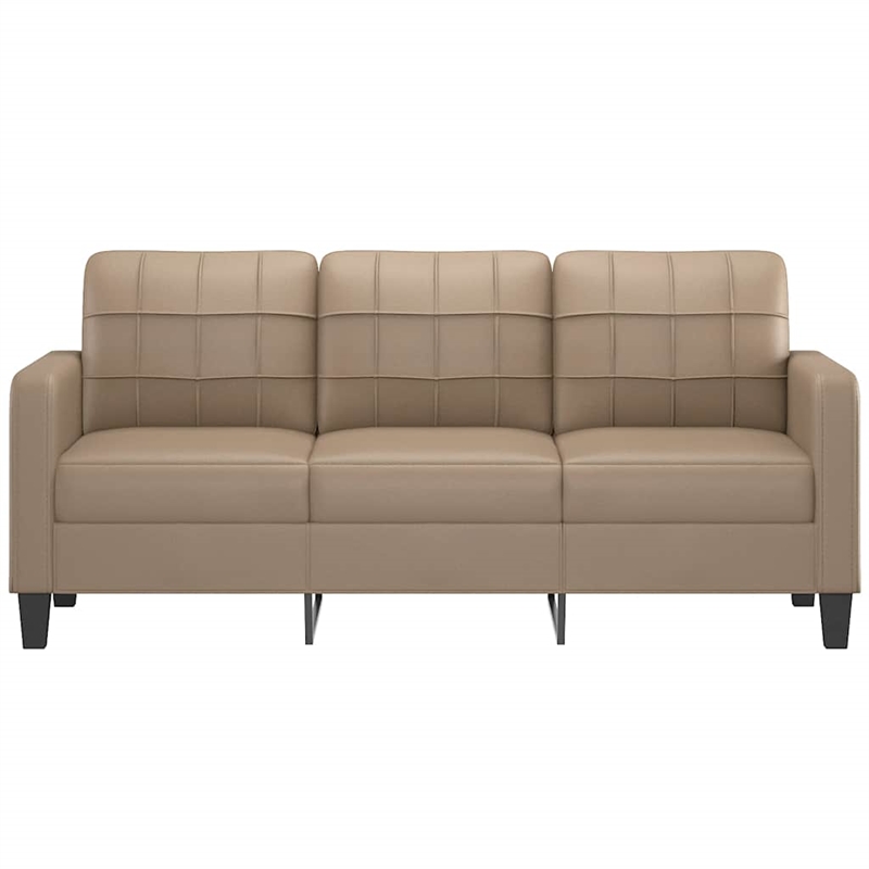 Vidaxl Durable Faux Leather 3-Seater Sofa in Cappuccino