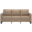 Vidaxl Durable Faux Leather 3-Seater Sofa in Cappuccino