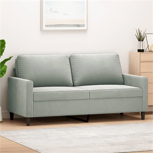 Vidaxl Metal 2-Seater Sofa in Light Grey Velvet