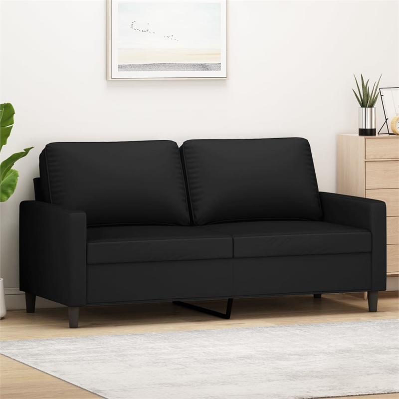 Vidaxl Metal 2-Seater Sofa in Black Polyester Velvet