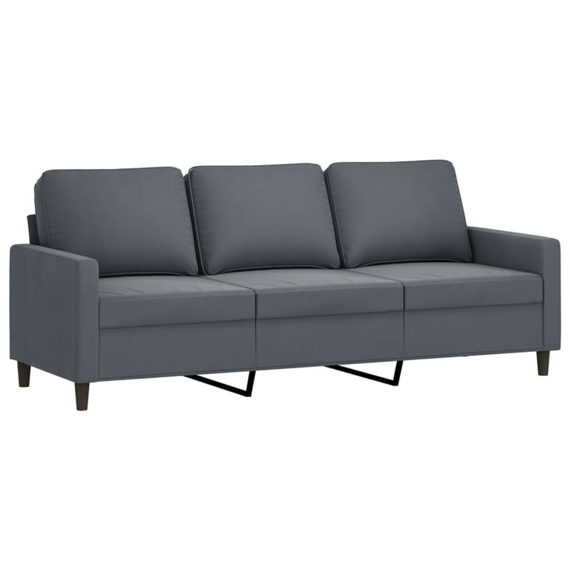 Vidaxl Metal 3-Seater Sofa in Dark Gray Velvet