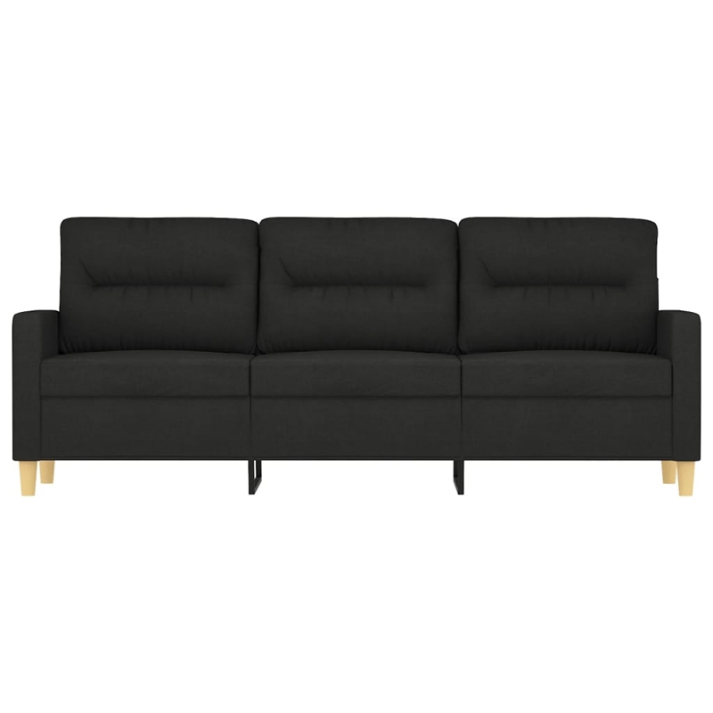 Vidaxl Metal 3-Seater Sofa in Black Polyester Fabric