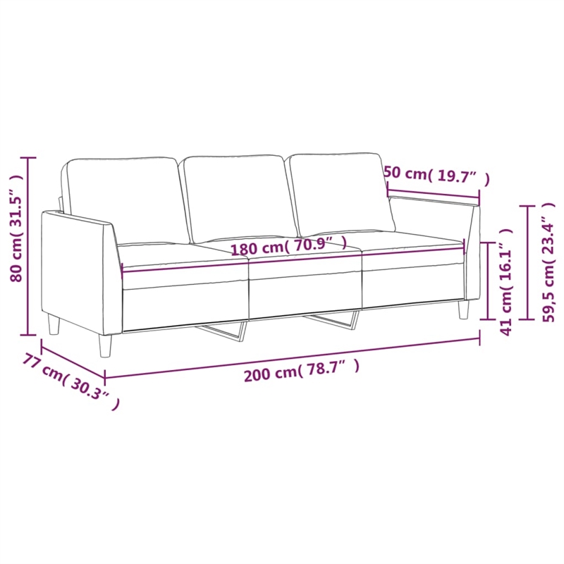 Vidaxl 3-Seater Sofa in Black