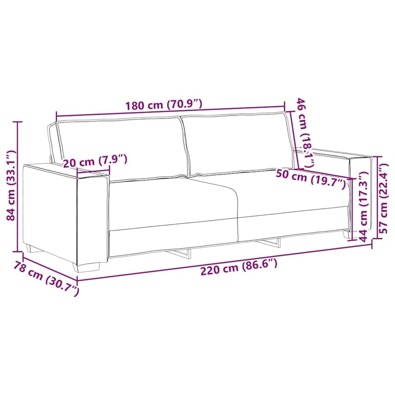 Vidaxl 3-Seater Sofa in Black Velvet