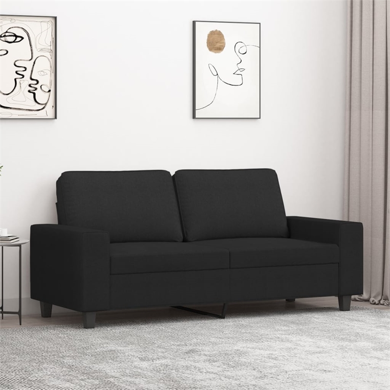 Vidaxl Metal 2-Seater Sofa in Black Fabric
