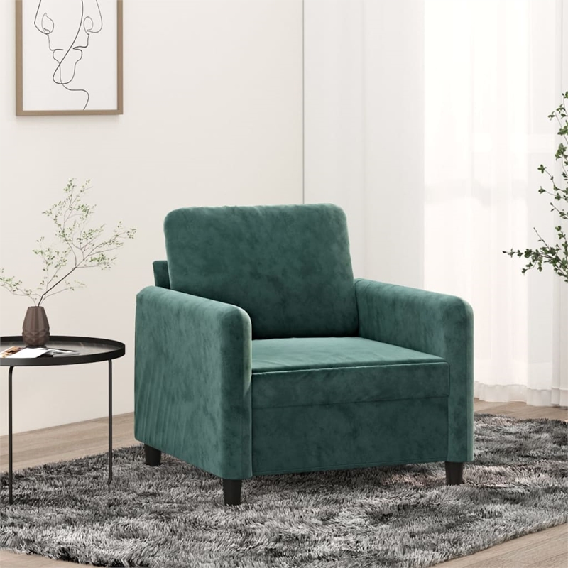 Vidaxl Single Sofa Chair in Dark Green Polyester