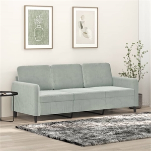 Vidaxl Metal 3-Seater Sofa in Light Grey Polyester Velvet