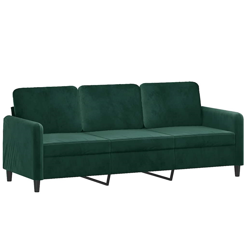 Vidaxl Metal 3-Seater Sofa in Dark Green Velvet
