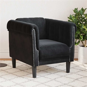 Vidaxl Single Sofa Chair in Black Polyester Velvet
