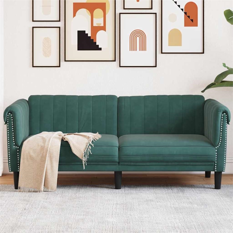 Vidaxl Sofa in Dark Green Polyester Velvet
