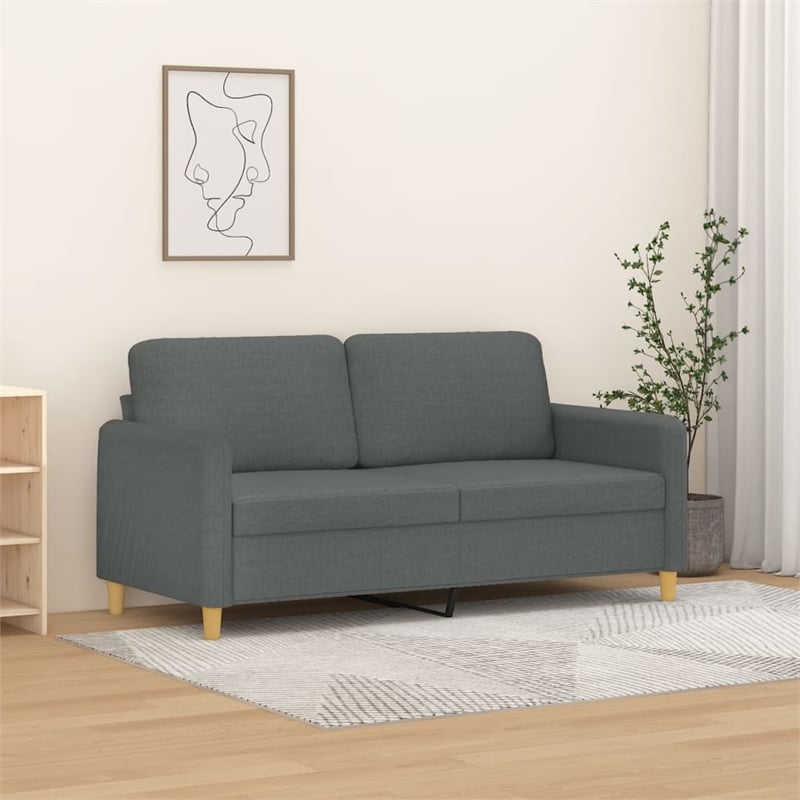 Vidaxl Metal 2-Seater Sofa in Dark Gray Fabric