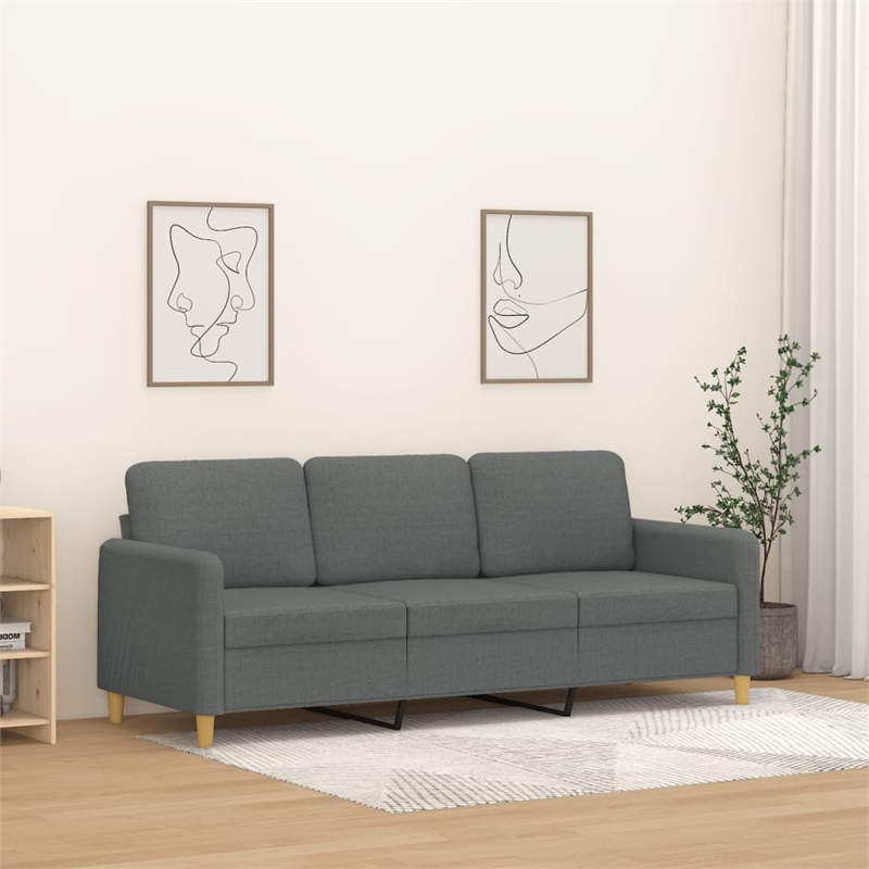 Vidaxl Metal 3-Seater Sofa in Dark Gray Fabric