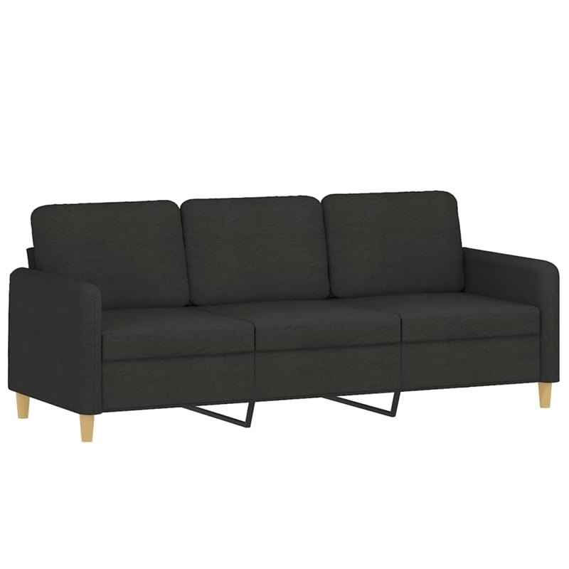 Vidaxl Metal 3-Seater Sofa in Black Fabric