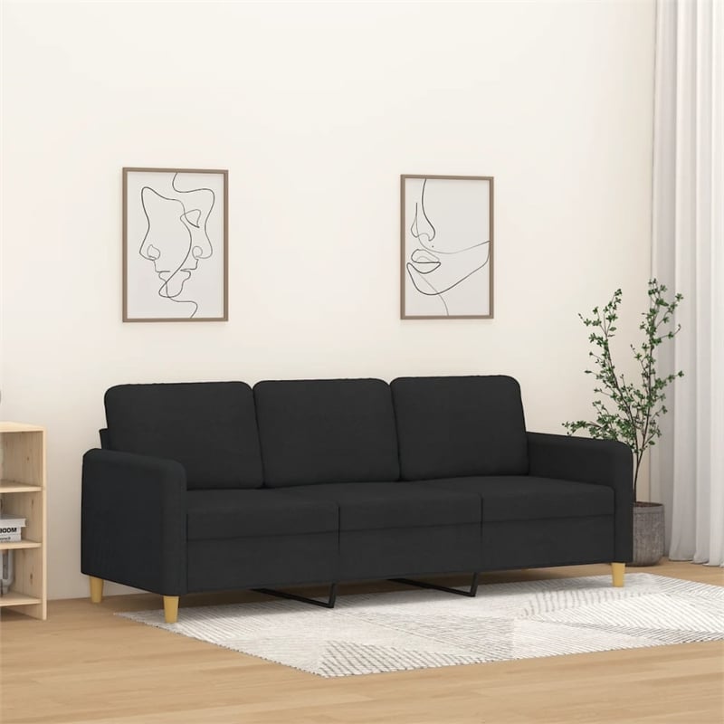 Vidaxl Metal 3-Seater Sofa in Black Fabric