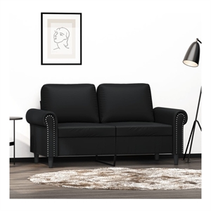 Vidaxl Metal 2-Seater Sofa in Black Faux Leather
