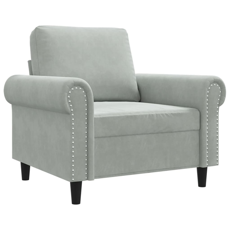 Vidaxl Single Sofa Chair in Light Grey Velvet