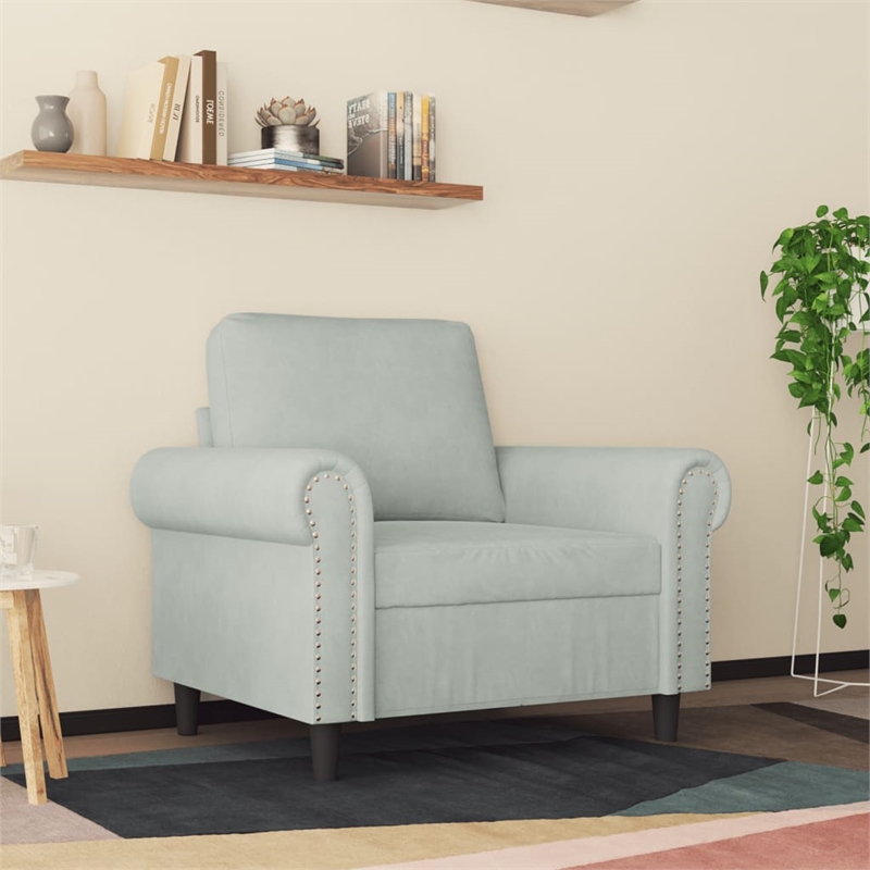 Vidaxl Single Sofa Chair in Light Grey Velvet