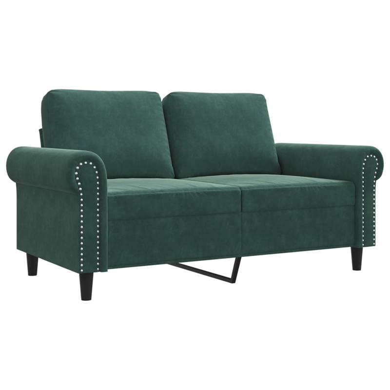 Vidaxl Metal 2-Seater Sofa in Dark Green Polyester Velvet