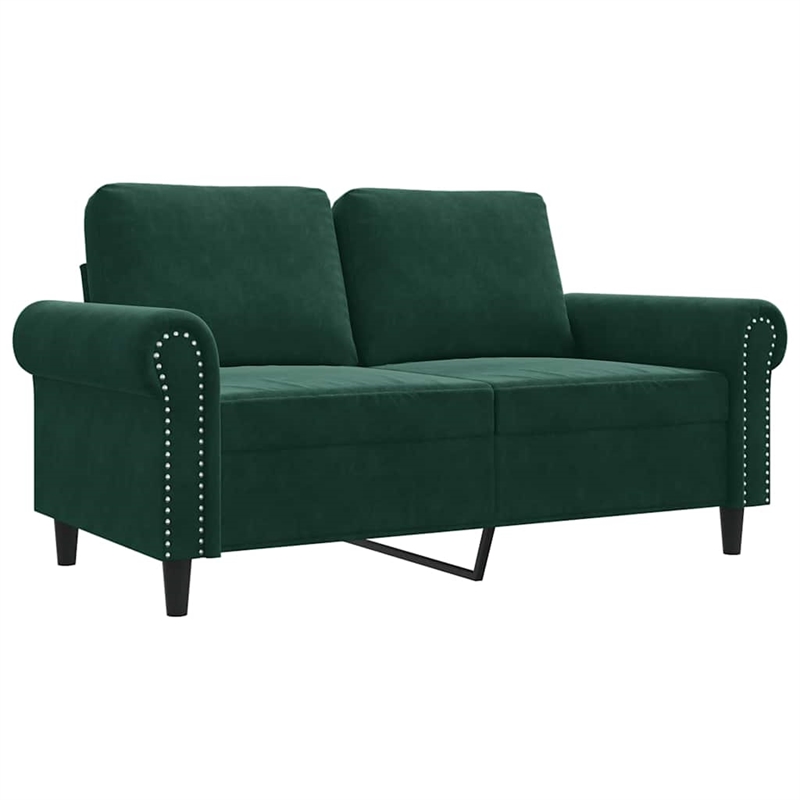 Vidaxl Metal 2-Seater Sofa in Dark Green Polyester Velvet