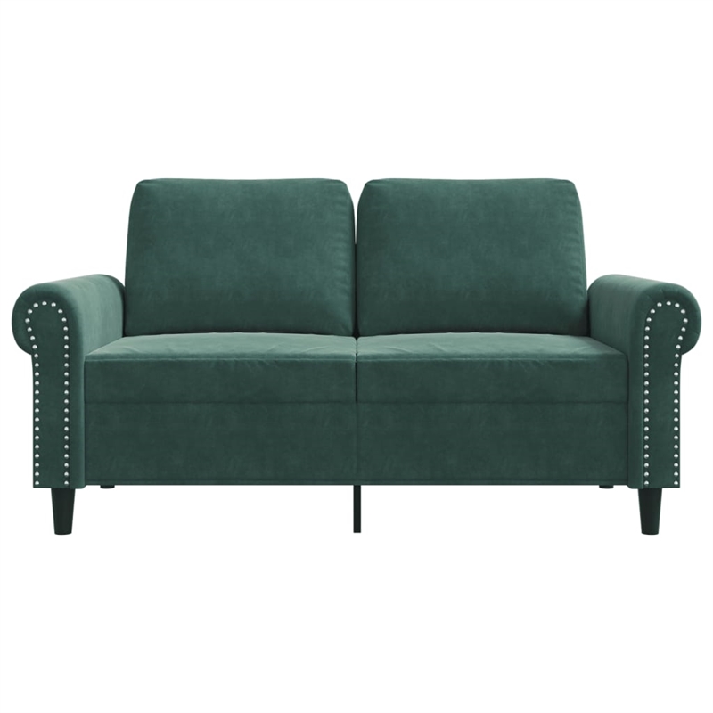 Vidaxl Metal 2-Seater Sofa in Dark Green Polyester Velvet